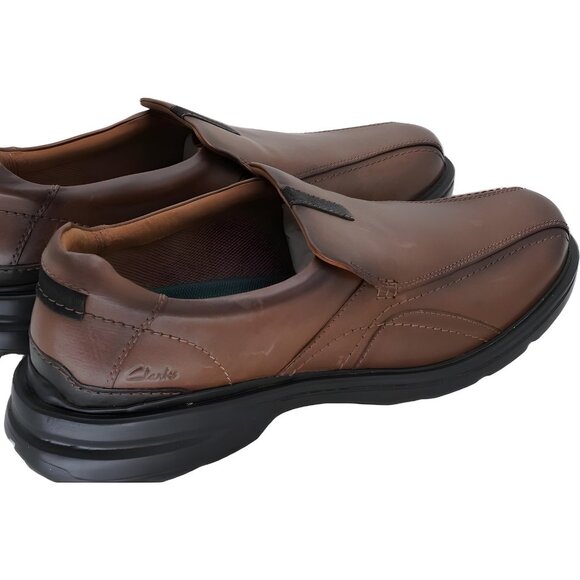 Clarks Gessler Step Slip-On Loafers Dark Tan Leather Men's US 15M - Picture 3 of 6